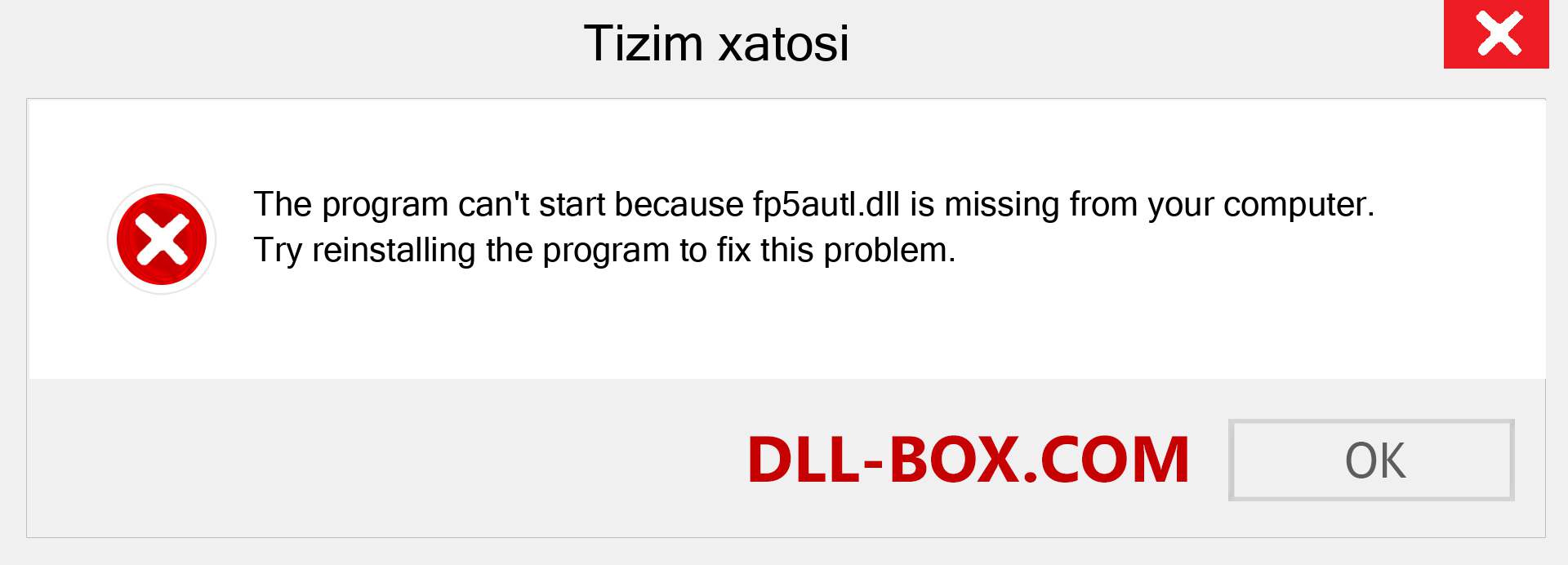 fp5autl.dll fayli yo'qolganmi?. Windows 7, 8, 10 uchun yuklab olish - Windowsda fp5autl dll etishmayotgan xatoni tuzating, rasmlar, rasmlar